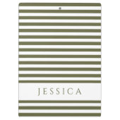 オリーブ緑と白ストライプののパターン名 クリップボード (裏面)