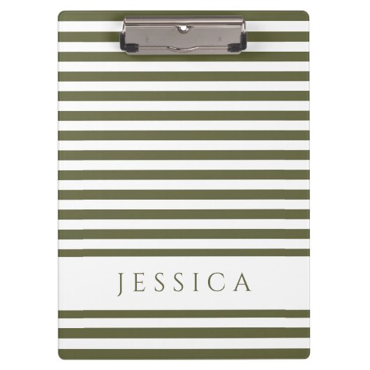 オリーブ緑と白ストライプののパターン名 クリップボード (正面)