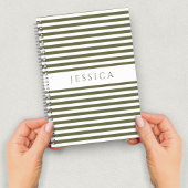 オリーブ緑と白ストライプののパターン名 ノートブック