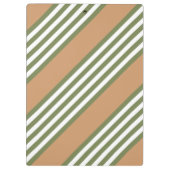 オリーブ緑と白ストライプ色のタンパターン クリップボード (裏面)