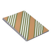 オリーブ緑と白ストライプ色のタンパターン ノートブック (右側)