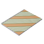 オリーブ緑と白ストライプ色のタンパターン ノートブック (左側)