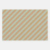 オリーブ緑と白ストライプ色のタンパターン ラッピングペーパーシート (正面2)