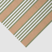 オリーブ緑と白ストライプ色のタンパターン 薄葉紙 (詳細)