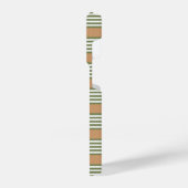 オリーブ緑と白ストライプ色のタンパターン iPhoneケース (左側面)