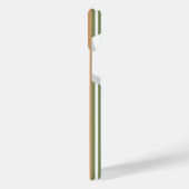 オリーブ緑と白ストライプ色のタンパターン iPhoneケース (左側面)