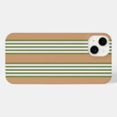 オリーブ緑と白ストライプ色のタンパターン iPhoneケース (裏面横)