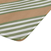 オリーブ緑と白5色のタンストライプ付きパターン カッティングボード (角)