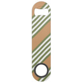 オリーブ緑と白5色のタンストライプ付きパターン スピード栓抜き (正面)