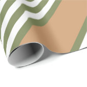 オリーブ緑と白5色のタンストライプ付きパターン ラッピングペーパー (ロールコーナー)
