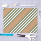 オリーブ緑と白5色のタンストライプ付きパターン 薄葉紙 (クラフト)