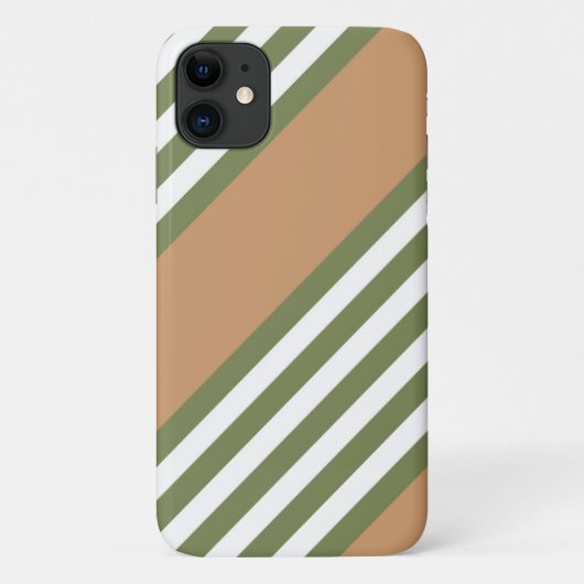 オリーブ緑と白5色のタンストライプ付きパターン Case-Mate iPhoneケース (裏面)