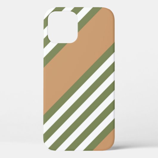 オリーブ緑と白5色のタンストライプ付きパターン Case-Mate iPhoneケース (裏面)