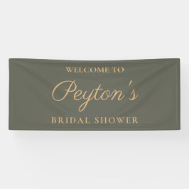 オリーブ緑のスクリプエレガントトブライダルシャワーへようこそ 横断幕