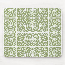 オリーブ緑のスクロールワークパターン