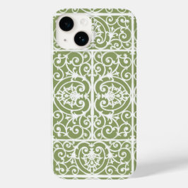 オリーブ緑のスクロールワークパターン Case-Mate iPhone 14ケース