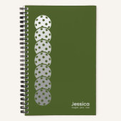 オリーブ緑のピックボールのグラデーションパーソナル ノートブック (正面)