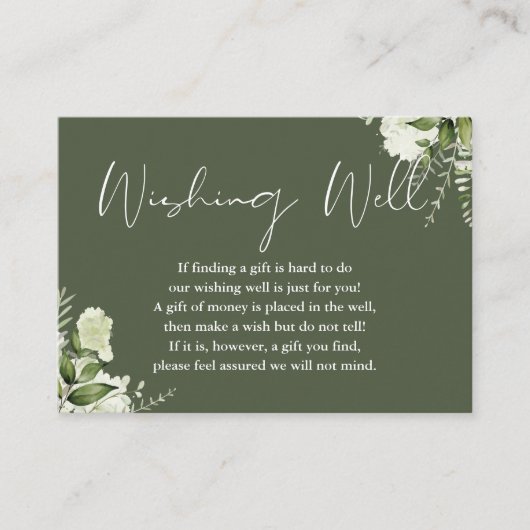 オリーブ緑のフローラの願い結婚井戸 エンクロージャーカード (正面)