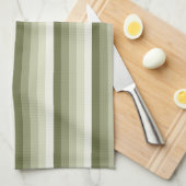 オリーブ緑の影のストライプ キッチンタオル (四つ折り)