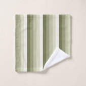 オリーブ緑の影のストライプ バスタオルセット (ウォッシュタオル)