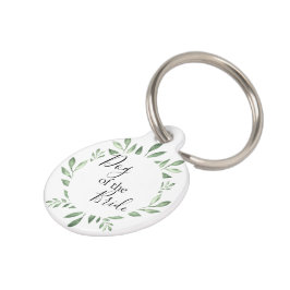 オリーブ緑の植物水色の犬の名誉 ペット　ネームタグ