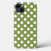 オリーブ緑の白い水玉模様Case-Mate iPhone c Case-Mate iPhoneケース (裏面)