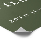 オリーブ緑の結婚Chinoiserieの歓迎サイン ポスター (角)