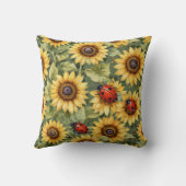 オリーブ緑ひまわりレディーバグガーデンゼン クッション (裏面)