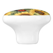 オリーブ緑ひまわりレディーバグガーデンゼン セラミックノブ (側面)