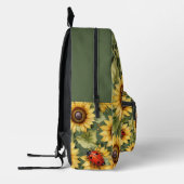 オリーブ緑ひまわりレディーバグガーデンゼン プリントバックパック (左)