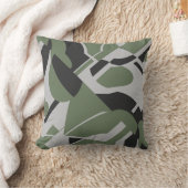 オリーブ緑グレーブラックアジはっきりしたヤントデザイン クッション (ブランケット)