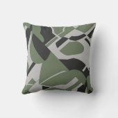 オリーブ緑グレーブラックアジはっきりしたヤントデザイン クッション (裏面)