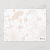 オリーブ緑ピンクマグノリア花の結婚式RSVP ポストカード (裏面)