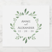 オリーブ緑色植物水彩 ビールラベル (シングルラベル)