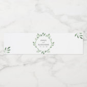 オリーブ緑色植物水彩 ペットボトルラベル (シングルラベル)