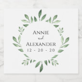 オリーブ緑色植物水彩 リキュールボトルラベル (シングルラベル)