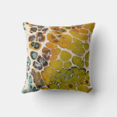 オリーブ緑、黄、白のサファリドット クッション (裏面)
