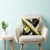 オリーブ緑、黒、白モシアク斜めデザイン クッション (椅子)