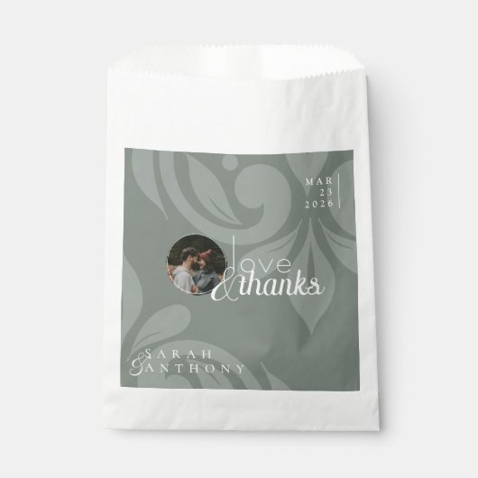 オリーブ自然クラシックダマスクの写真結婚の フェイバーバッグ (正面)