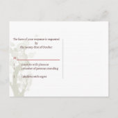 オリーブ自然グリーンツリーウェディングRSVP インビテーションポストカード (裏面)