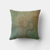 オリーブ自然地層 |グリーンインクと金ゴールドインク瑪瑙 クッション (裏面)