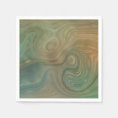 オリーブ自然地層 |グリーンインクと金ゴールドインク瑪瑙 スタンダードカクテルナプキン (正面)