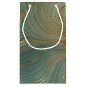 オリーブ自然地層 |グリーンインクと金ゴールドインク瑪瑙 スモールペーパーバッグ (裏面)