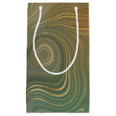 オリーブ自然地層 |グリーンインクと金ゴールドインク瑪瑙 スモールペーパーバッグ (正面)