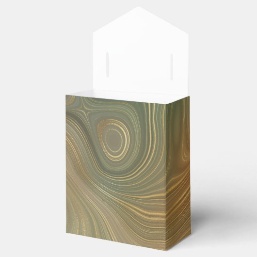 オリーブ自然地層 |グリーンインクと金ゴールドインク瑪瑙 フェイバーボックス (オープン)