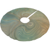 オリーブ自然地層 |グリーンインクと金ゴールドインク瑪瑙 ブラッシュドポリエステルツリースカート (アングル)