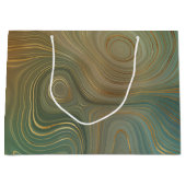 オリーブ自然地層 |グリーンインクと金ゴールドインク瑪瑙 ラージペーパーバッグ (正面)