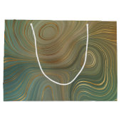 オリーブ自然地層 |グリーンインクと金ゴールドインク瑪瑙 ラージペーパーバッグ (裏面)