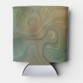 オリーブ自然地層 |グリーンインクと金ゴールドインク瑪瑙 缶クーラー (正面)