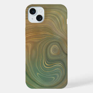 オリーブ自然地層  グリーンインクと金ゴールドインク瑪瑙 iPhone 15 PLUSケース